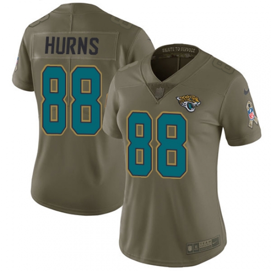 Womens Nike Jaguars #88 Allen Hurns Olive Stitched NFL Limited 2017 Salute to Service Jersey Womens Nike Jaguars #88 Allen Hurns Olive Stitched NFL Limited 2017 Salute to Service Jersey