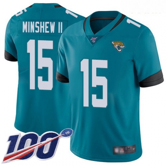 Jaguars #15 Gardner Minshew II Teal Green Alternate Youth Stitched Football 100th Season Vapor Limited Jersey Jaguars #15 Gardner Minshew II Teal Green Alternate Youth Stitched Football 100th Season Vapor Limited Jersey
