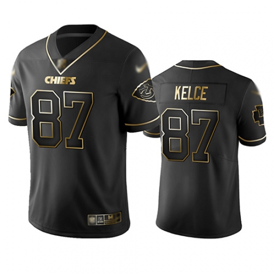 Chiefs 87 Travis Kelce Black Men Stitched Football Limited Golden Edition Jersey Chiefs 87 Travis Kelce Black Men Stitched Football Limited Golden Edition Jersey