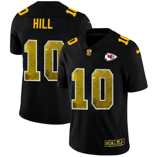 Kansas City Chiefs 10 Tyreek Hill Men Black Nike Golden Sequin Vapor Limited NFL Jersey Kansas City Chiefs 10 Tyreek Hill Men Black Nike Golden Sequin Vapor Limited NFL Jersey