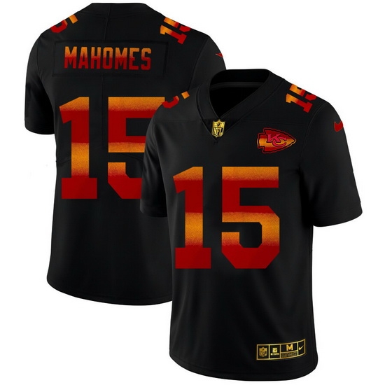 Kansas City Chiefs 15 Patrick Mahomes Men Black Nike Red Orange Stripe Vapor Limited NFL Jersey Kansas City Chiefs 15 Patrick Mahomes Men Black Nike Red Orange Stripe Vapor Limited NFL Jersey