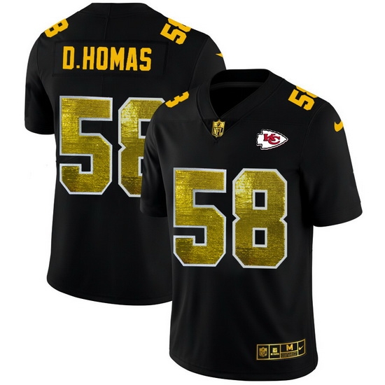 Kansas City Chiefs 58 Derrick Thomas Men Black Nike Golden Sequin Vapor Limited NFL Jersey Kansas City Chiefs 58 Derrick Thomas Men Black Nike Golden Sequin Vapor Limited NFL Jersey