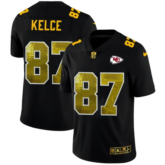 Kansas City Chiefs 87 Travis Kelce Men Black Nike Golden Sequin Vapor Limited NFL Jersey Kansas City Chiefs 87 Travis Kelce Men Black Nike Golden Sequin Vapor Limited NFL Jersey