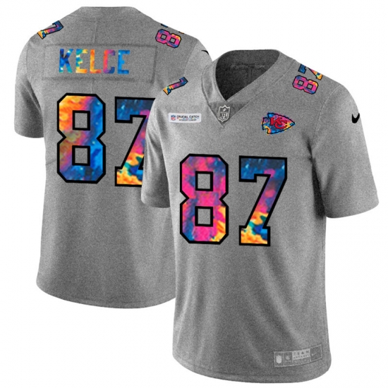 Kansas City Chiefs 87 Travis Kelce Men Nike Multi Color 2020 NFL Crucial Catch NFL Jersey Greyheather Kansas City Chiefs 87 Travis Kelce Men Nike Multi Color 2020 NFL Crucial Catch NFL Jersey Greyheather