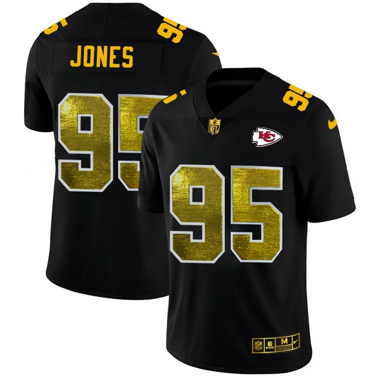 Kansas City Chiefs 95 Chris Jones Men Black Nike Golden Sequin Vapor Limited NFL Jersey Kansas City Chiefs 95 Chris Jones Men Black Nike Golden Sequin Vapor Limited NFL Jersey