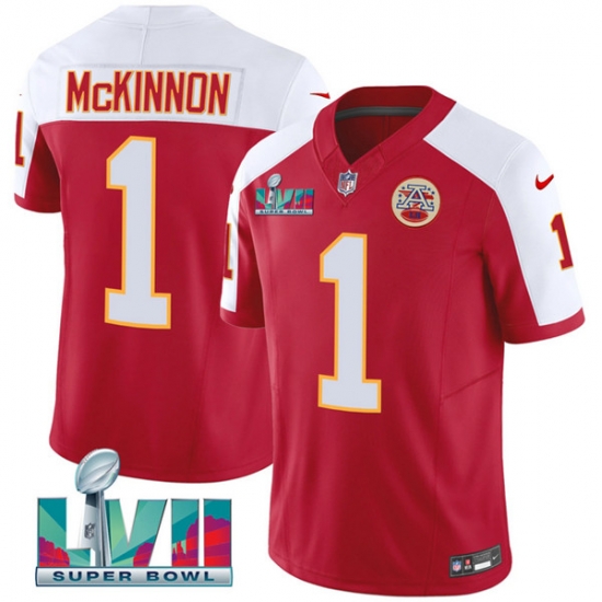 Men Kansas City Chiefs 1 Jerick McKinnon Red 2023 F U S E With Super Bowl LVII Patch Vapor Untouchable Limited Stitched Jersey Men Kansas City Chiefs 1 Jerick McKinnon Red 2023 F U S E With Super Bowl LVII Patch Vapor Untouchable Limited Stitched Jersey