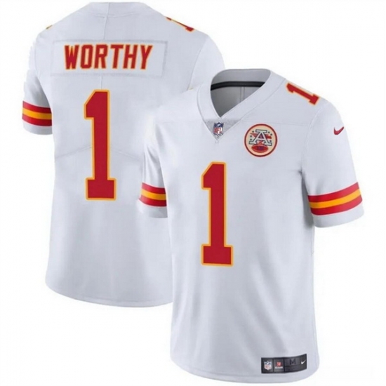 Men Kansas City Chiefs 1 Xavier Worthy White Vapor Untouchable Limited Stitched Football Jersey Men Kansas City Chiefs 1 Xavier Worthy White Vapor Untouchable Limited Stitched Football Jersey