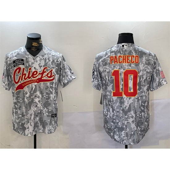 Men Kansas City Chiefs 10 Isiah Pacheco 2024 Arctic Camo Salute To Service Stitched Baseball Jersey Men Kansas City Chiefs 10 Isiah Pacheco 2024 Arctic Camo Salute To Service Stitched Baseball Jersey