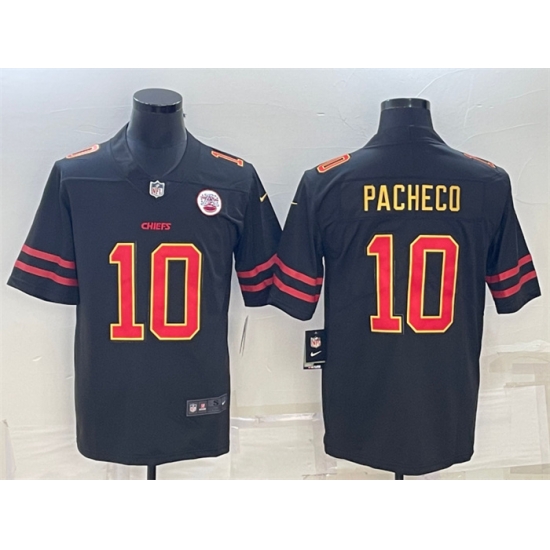 Men Kansas City Chiefs 10 Isiah Pacheco Black Red Gold Vapor Untouchable Limited Stitched Jersey Men Kansas City Chiefs 10 Isiah Pacheco Black Red Gold Vapor Untouchable Limited Stitched Jersey
