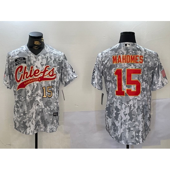 Men Kansas City Chiefs 15 Patrick Mahomes 2024 Arctic Camo Salute To Service Stitched Baseball Jersey 1 Men Kansas City Chiefs 15 Patrick Mahomes 2024 Arctic Camo Salute To Service Stitched Baseball Jersey 1