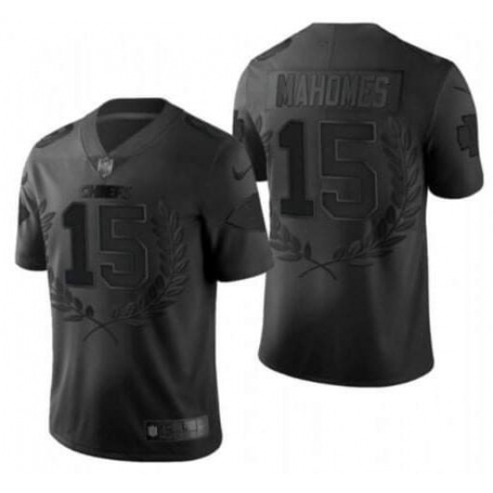 Men Kansas City Chiefs 15 Patrick Mahomes All Black Nike Limited NFL Jersey Men Kansas City Chiefs 15 Patrick Mahomes All Black Nike Limited NFL Jersey