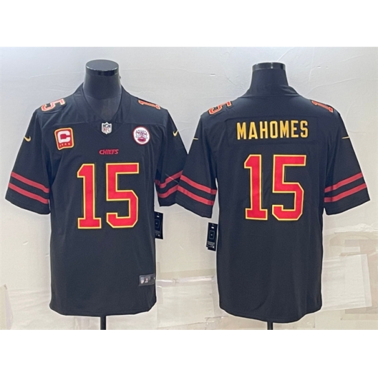Men Kansas City Chiefs 15 Patrick Mahomes Black Red Gold 4 Star C Patch Vapor Untouchable Limited Stitched Jersey Men Kansas City Chiefs 15 Patrick Mahomes Black Red Gold 4 Star C Patch Vapor Untouchable Limited Stitched Jersey