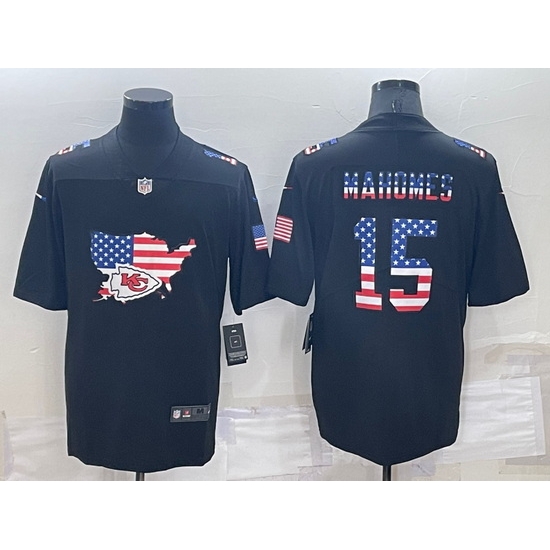 Men Kansas City Chiefs 15 Patrick Mahomes Black USA Flag Limited Stitched Jersey Men Kansas City Chiefs 15 Patrick Mahomes Black USA Flag Limited Stitched Jersey