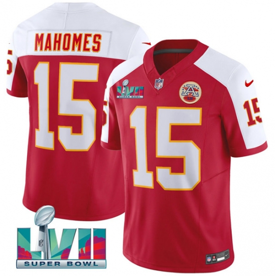 Men Kansas City Chiefs 15 Patrick Mahomes Red 2023 F U S E With Super Bowl LVII Patch Vapor Untouchable Limited Stitched Jersey Men Kansas City Chiefs 15 Patrick Mahomes Red 2023 F U S E With Super Bowl LVII Patch Vapor Untouchable Limited Stitched Jersey