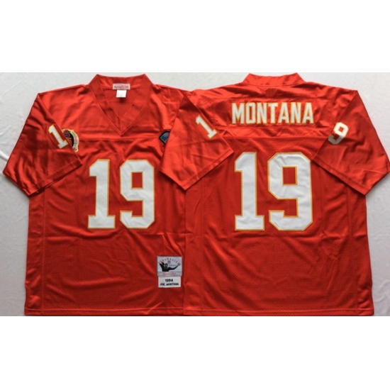 Men Kansas City Chiefs 19 Joe Montana Red M&N Throwback Jersey Men Kansas City Chiefs 19 Joe Montana Red M&N Throwback Jersey