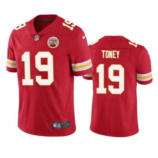 Men Kansas City Chiefs 19 Kadarius Toney Red Vapor Untouchable Limited Stitched Football Jersey Men Kansas City Chiefs 19 Kadarius Toney Red Vapor Untouchable Limited Stitched Football Jersey