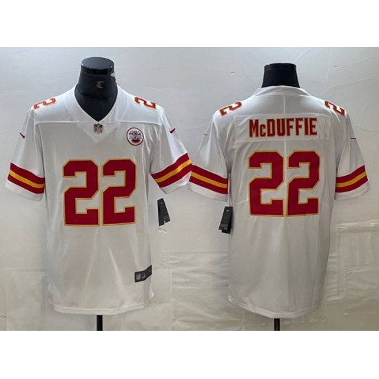 Men Kansas City Chiefs 22 Trent McDuffie White Vapor Untouchable Limited Stitched Football Jersey Men Kansas City Chiefs 22 Trent McDuffie White Vapor Untouchable Limited Stitched Football Jersey