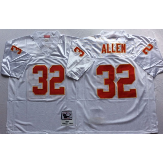 Men Kansas City Chiefs 32 Marcus Allen White M&N Throwback Jersey Men Kansas City Chiefs 32 Marcus Allen White M&N Throwback Jersey