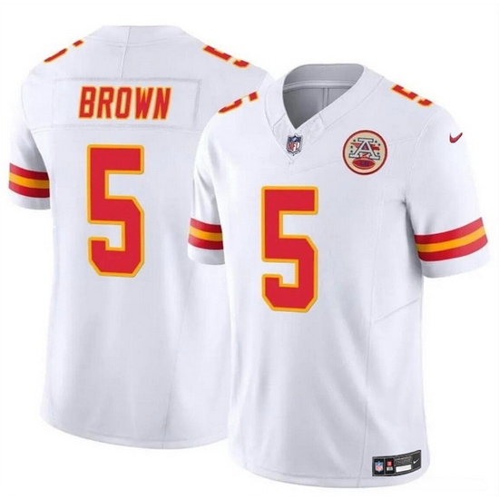 Men Kansas City Chiefs 5 Hollywood Brown White 2023 F U S E Vapor Untouchable Limited Stitched Football Jersey Men Kansas City Chiefs 5 Hollywood Brown White 2023 F U S E Vapor Untouchable Limited Stitched Football Jersey