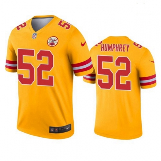 Men Kansas City Chiefs 52 Creed Humphrey Gold Inverted Legend Jersey Men Kansas City Chiefs 52 Creed Humphrey Gold Inverted Legend Jersey