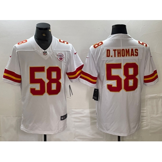 Men Kansas City Chiefs 58 Derrick Thomas White Vapor Untouchable Limited Stitched Football Jersey Men Kansas City Chiefs 58 Derrick Thomas White Vapor Untouchable Limited Stitched Football Jersey