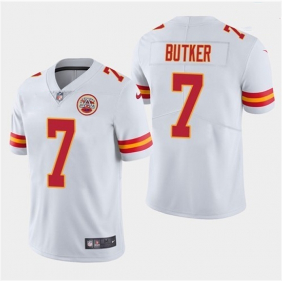 Men Kansas City Chiefs 7 Harrison Butker White Vapor Untouchable Limited Stitched Jersey Men Kansas City Chiefs 7 Harrison Butker White Vapor Untouchable Limited Stitched Jersey