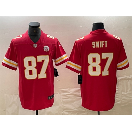 Men Kansas City Chiefs 87 Taylor Swift Red Vapor Untouchable Limited Stitched Football Jersey Men Kansas City Chiefs 87 Taylor Swift Red Vapor Untouchable Limited Stitched Football Jersey