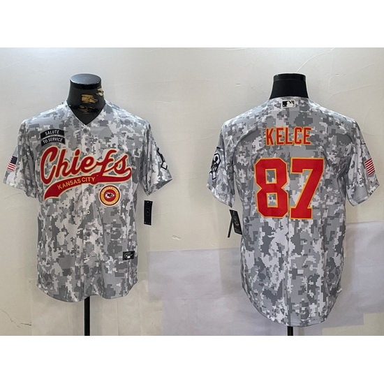 Men Kansas City Chiefs 87 Travis Kelce 2024 Arctic Camo Salute To Service Stitched Baseball Jersey 2 Men Kansas City Chiefs 87 Travis Kelce 2024 Arctic Camo Salute To Service Stitched Baseball Jersey 2