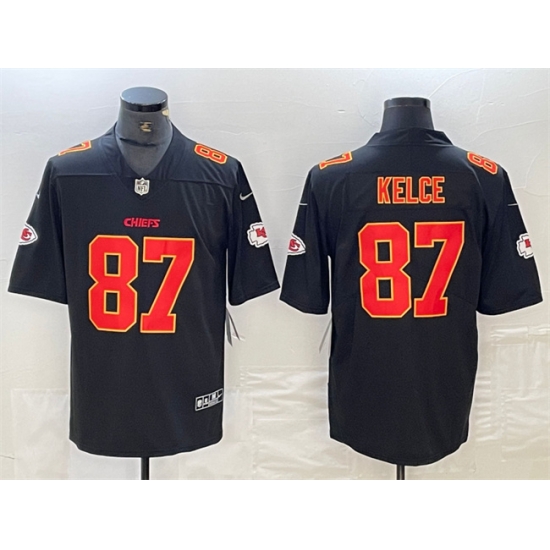 Men Kansas City Chiefs 87 Travis Kelce Black Vapor Untouchable Limited Stitched Football Jersey Men Kansas City Chiefs 87 Travis Kelce Black Vapor Untouchable Limited Stitched Football Jersey