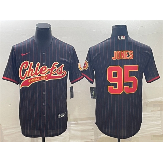 Men Kansas City Chiefs 95 Chris Jones Black With Patch Cool Base Stitched Baseball Jerseys Men Kansas City Chiefs 95 Chris Jones Black With Patch Cool Base Stitched Baseball Jerseys