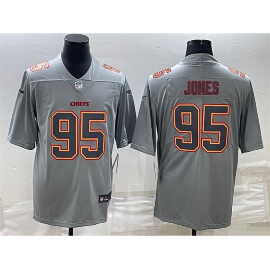 Men Kansas City Chiefs 95 Chris Jones Gray Atmosphere Fashion Stitched Jersey Men Kansas City Chiefs 95 Chris Jones Gray Atmosphere Fashion Stitched Jersey
