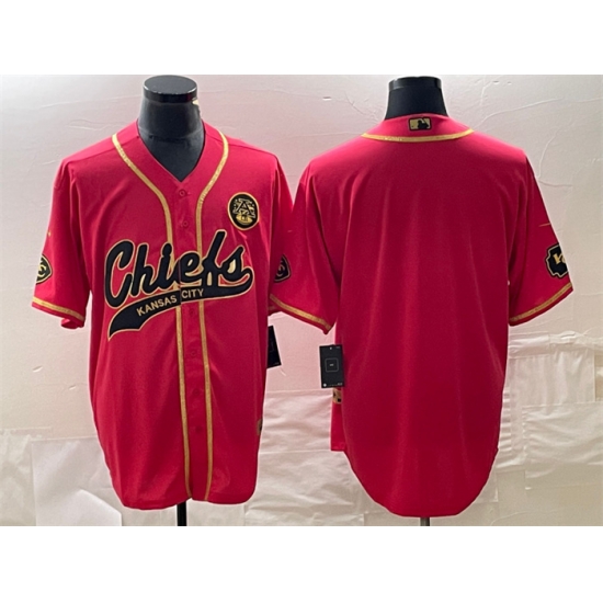 Men Kansas City Chiefs Blank Red Gold Cool Base Stitched Baseball Jersey Men Kansas City Chiefs Blank Red Gold Cool Base Stitched Baseball Jersey
