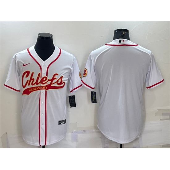 Men Kansas City Chiefs Blank White With Patch Cool Base Stitched Baseball Jersey Men Kansas City Chiefs Blank White With Patch Cool Base Stitched Baseball Jersey