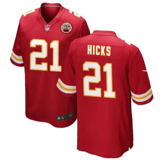 Men Kansas City Chiefs Jaden Hicks Red #21 Stitched Vapor Limited Jersey Men Kansas City Chiefs Jaden Hicks Red #21 Stitched Vapor Limited Jersey