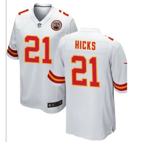 Men Kansas City Chiefs Jaden Hicks White #21 Stitched Vapor Limited Jersey Men Kansas City Chiefs Jaden Hicks White #21 Stitched Vapor Limited Jersey