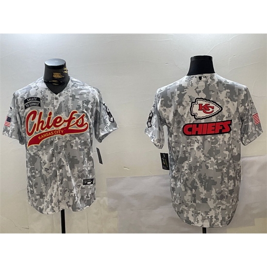 Men Kansas City Chiefs Team Big Logo 2024 Arctic Camo Salute To Service Stitched Baseball Jersey Men Kansas City Chiefs Team Big Logo 2024 Arctic Camo Salute To Service Stitched Baseball Jersey