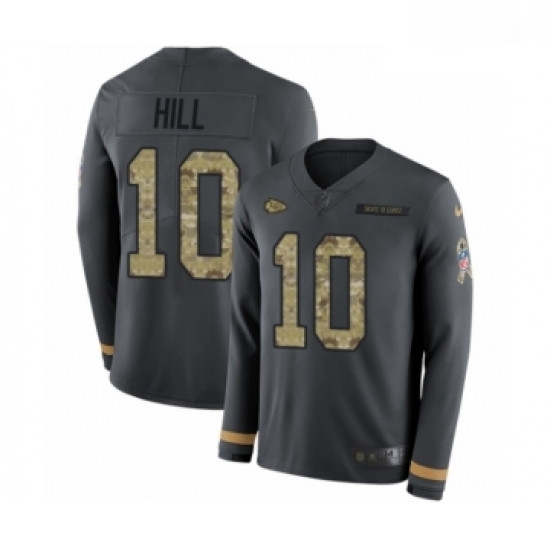 Men Nike Kansas City Chiefs 10 Tyreek Hill Limited Black Salute to Service Therma Long Sleeve NFL Jersey Men Nike Kansas City Chiefs 10 Tyreek Hill Limited Black Salute to Service Therma Long Sleeve NFL Jersey