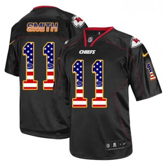Men Nike Kansas City Chiefs 11 Alex Smith Elite Black USA Flag Fashion NFL Jersey Men Nike Kansas City Chiefs 11 Alex Smith Elite Black USA Flag Fashion NFL Jersey
