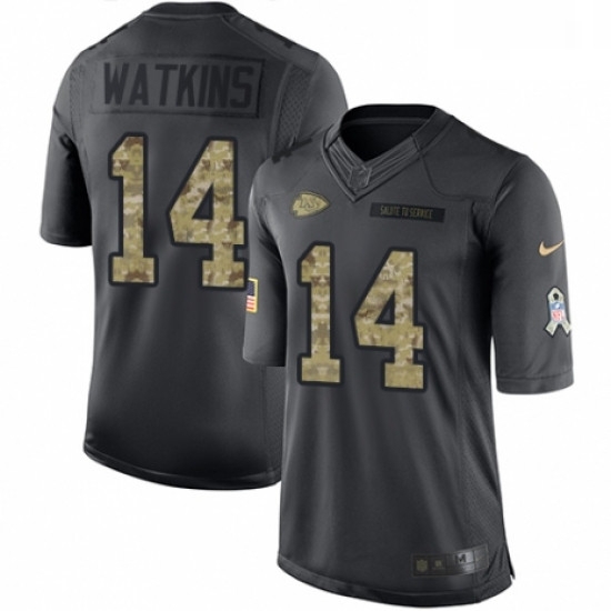 Men Nike Kansas City Chiefs 14 Sammy Watkins Limited Black 2016 Salute to Service NFL Jersey Men Nike Kansas City Chiefs 14 Sammy Watkins Limited Black 2016 Salute to Service NFL Jersey