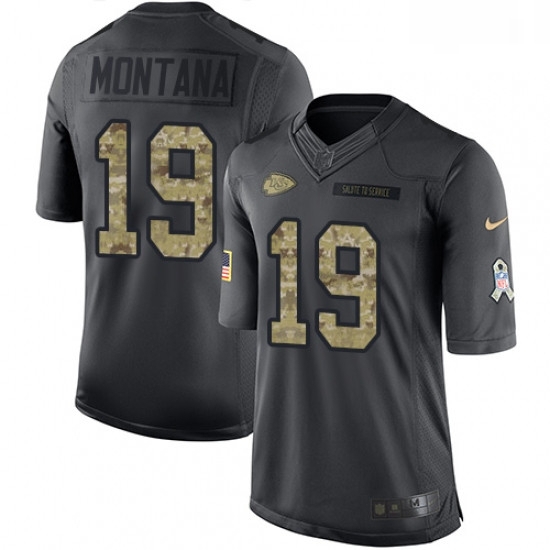 Men Nike Kansas City Chiefs 19 Joe Montana Limited Black 2016 Salute to Service NFL Jersey Men Nike Kansas City Chiefs 19 Joe Montana Limited Black 2016 Salute to Service NFL Jersey