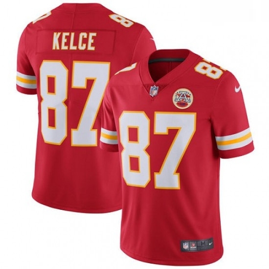 Men Nike Kansas City Chiefs 87 Travis Kelce Red Team Color Vapor Untouchable Limited Player NFL Jersey Men Nike Kansas City Chiefs 87 Travis Kelce Red Team Color Vapor Untouchable Limited Player NFL Jersey