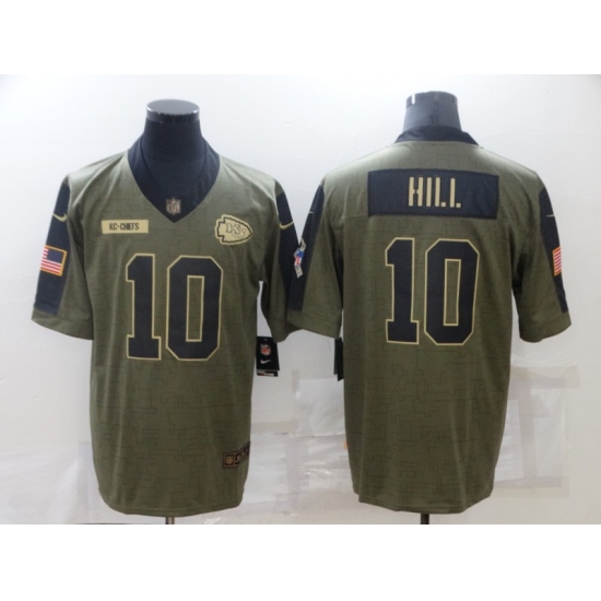 Men's Kansas City Chiefs #10 Tyreek Hill Nike Olive 2021 Salute To Service Limited Jersey Men's Kansas City Chiefs #10 Tyreek Hill Nike Olive 2021 Salute To Service Limited Jersey