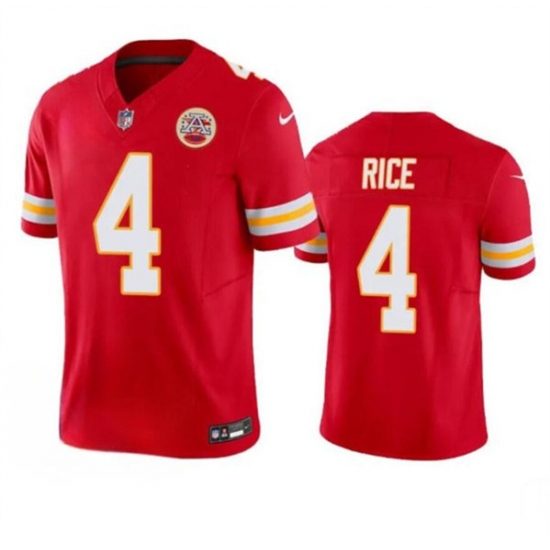 Men's Kansas City Chiefs #4 Rashee Rice Red 2024 F.U.S.E. Vapor Untouchable Limited Football Stitched Jersey Men's Kansas City Chiefs #4 Rashee Rice Red 2024 F.U.S.E. Vapor Untouchable Limited Football Stitched Jersey
