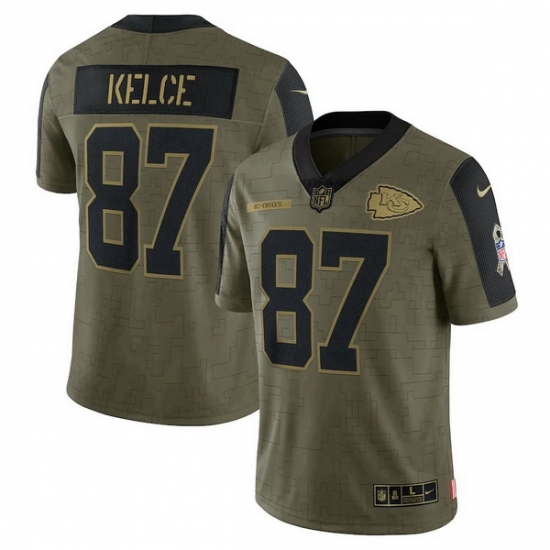 Men's Kansas City Chiefs Travis Kelce Nike Olive 2021 Salute To Service Limited Player Jersey Men's Kansas City Chiefs Travis Kelce Nike Olive 2021 Salute To Service Limited Player Jersey