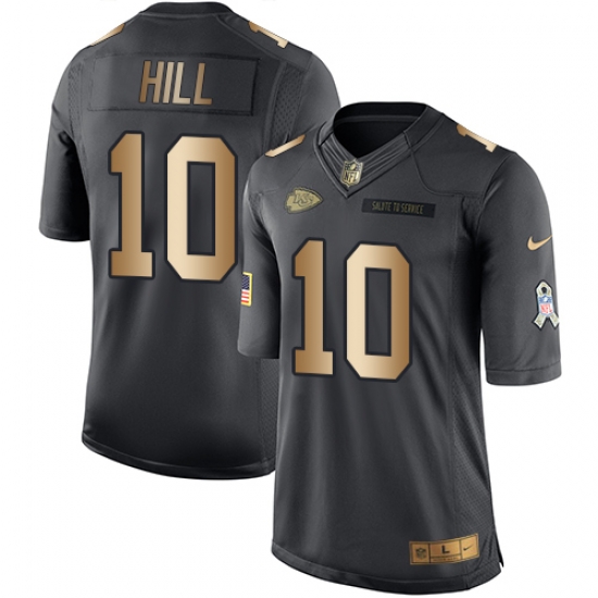 Nike Chiefs #10 Tyreek Hill Black Mens Stitched NFL Limited Gold Salute To Service Jersey Nike Chiefs #10 Tyreek Hill Black Mens Stitched NFL Limited Gold Salute To Service Jersey
