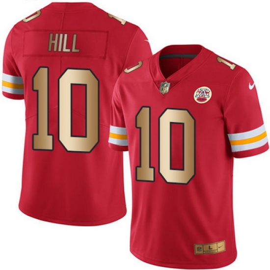Nike Chiefs #10 Tyreek Hill Red Mens Stitched NFL Limited Gold Rush Jersey Nike Chiefs #10 Tyreek Hill Red Mens Stitched NFL Limited Gold Rush Jersey