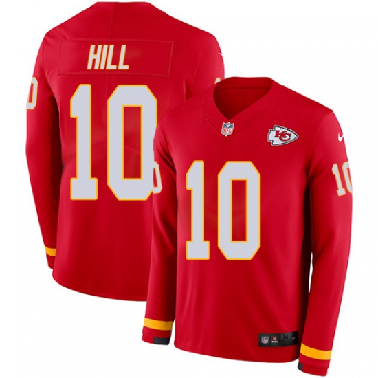 Nike Chiefs #10 Tyreek Hill Red Team Color Men Stitched NFL Limited Therma Long Sleeve Jersey Nike Chiefs #10 Tyreek Hill Red Team Color Men Stitched NFL Limited Therma Long Sleeve Jersey