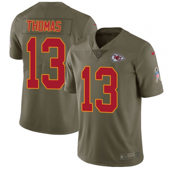 Nike Chiefs #13 De Anthony Thomas Olive Mens Stitched NFL Limited 2017 Salute to Service Jersey Nike Chiefs #13 De Anthony Thomas Olive Mens Stitched NFL Limited 2017 Salute to Service Jersey