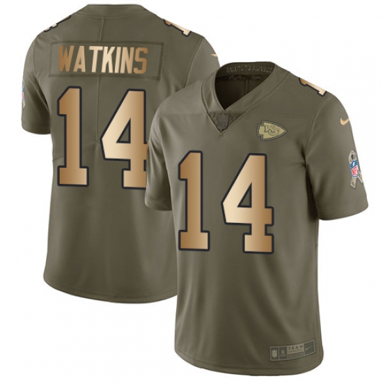 Nike Chiefs #14 Sammy Watkins Olive Gold Mens Stitched NFL Limited 2017 Salute To Service Jersey Nike Chiefs #14 Sammy Watkins Olive Gold Mens Stitched NFL Limited 2017 Salute To Service Jersey