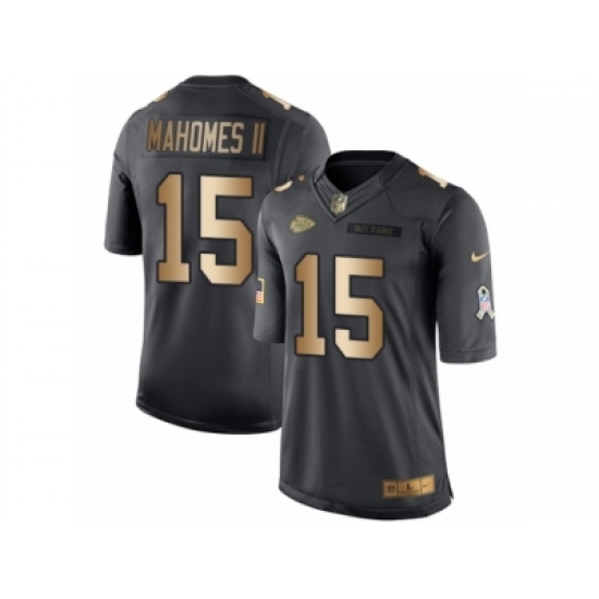 Nike Chiefs 15 Patrick Mahomes II Black Men Stitched NFL Limited Gold Salute To Service Jersey Nike Chiefs 15 Patrick Mahomes II Black Men Stitched NFL Limited Gold Salute To Service Jersey